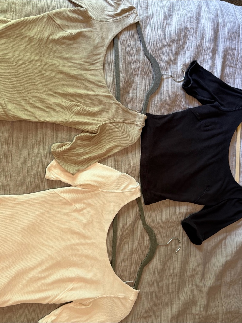 3 Women’s Scoop Neck Ribbed Tee - Black, White, Cream